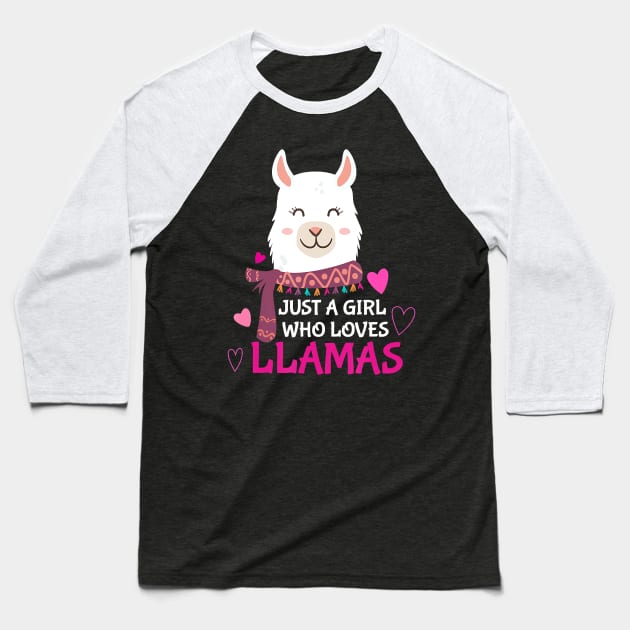 Just A Girl Who Loves Llamas - Alpaca & Llama Lovers Baseball T-Shirt by JaydeMargulies